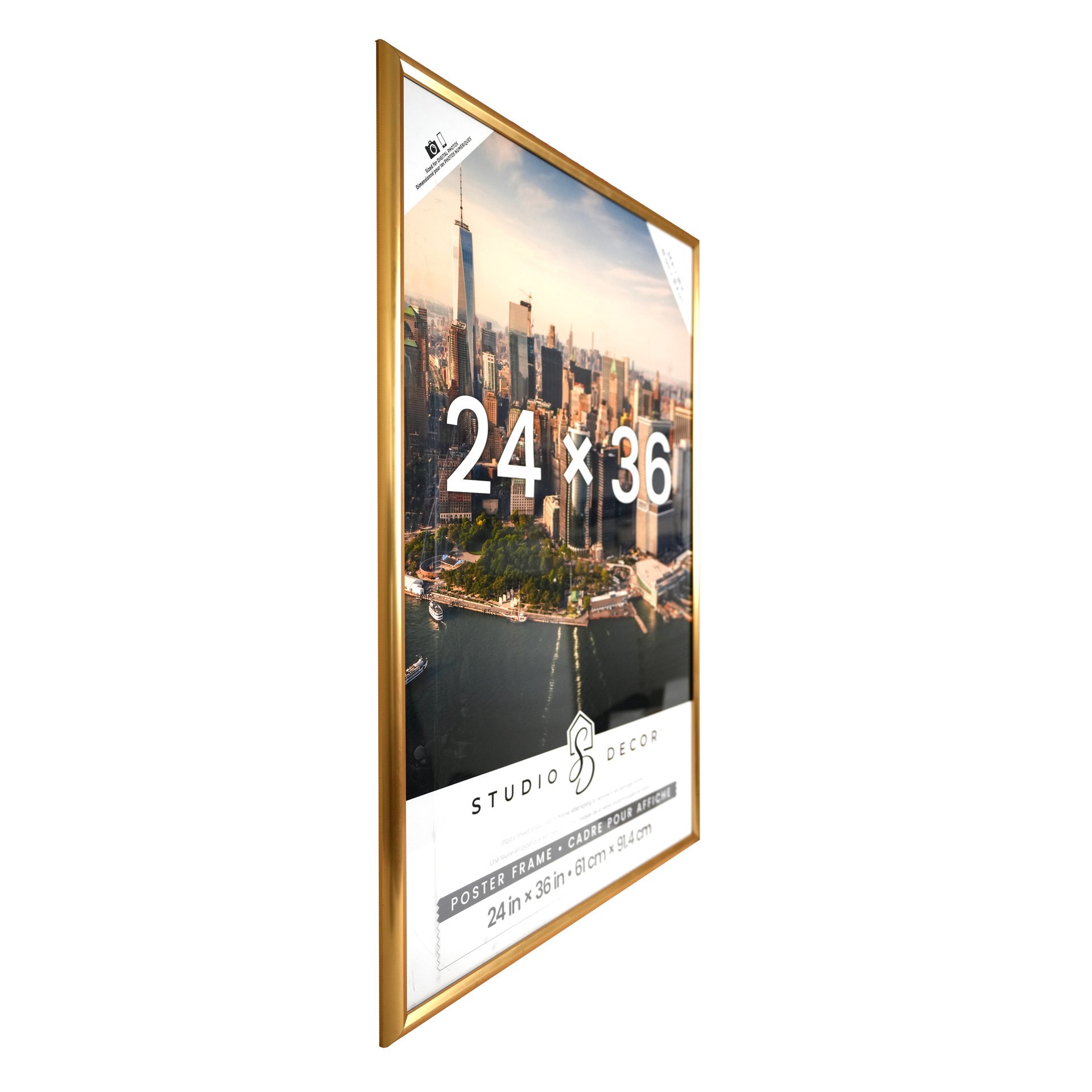 slide 3 of 5, Gold Poster Frame By Studio Decor, 24 in x 36 in