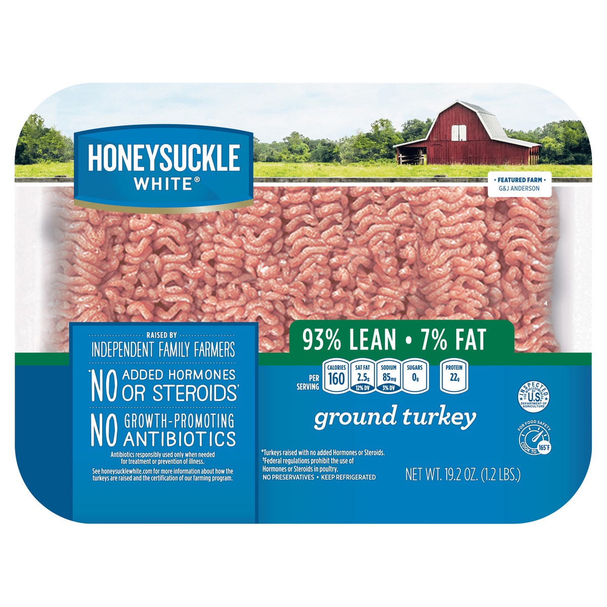slide 4 of 6, Honeysuckle White 93% Lean/7% Fat Ground Turkey 19.2 oz, 19.2 oz