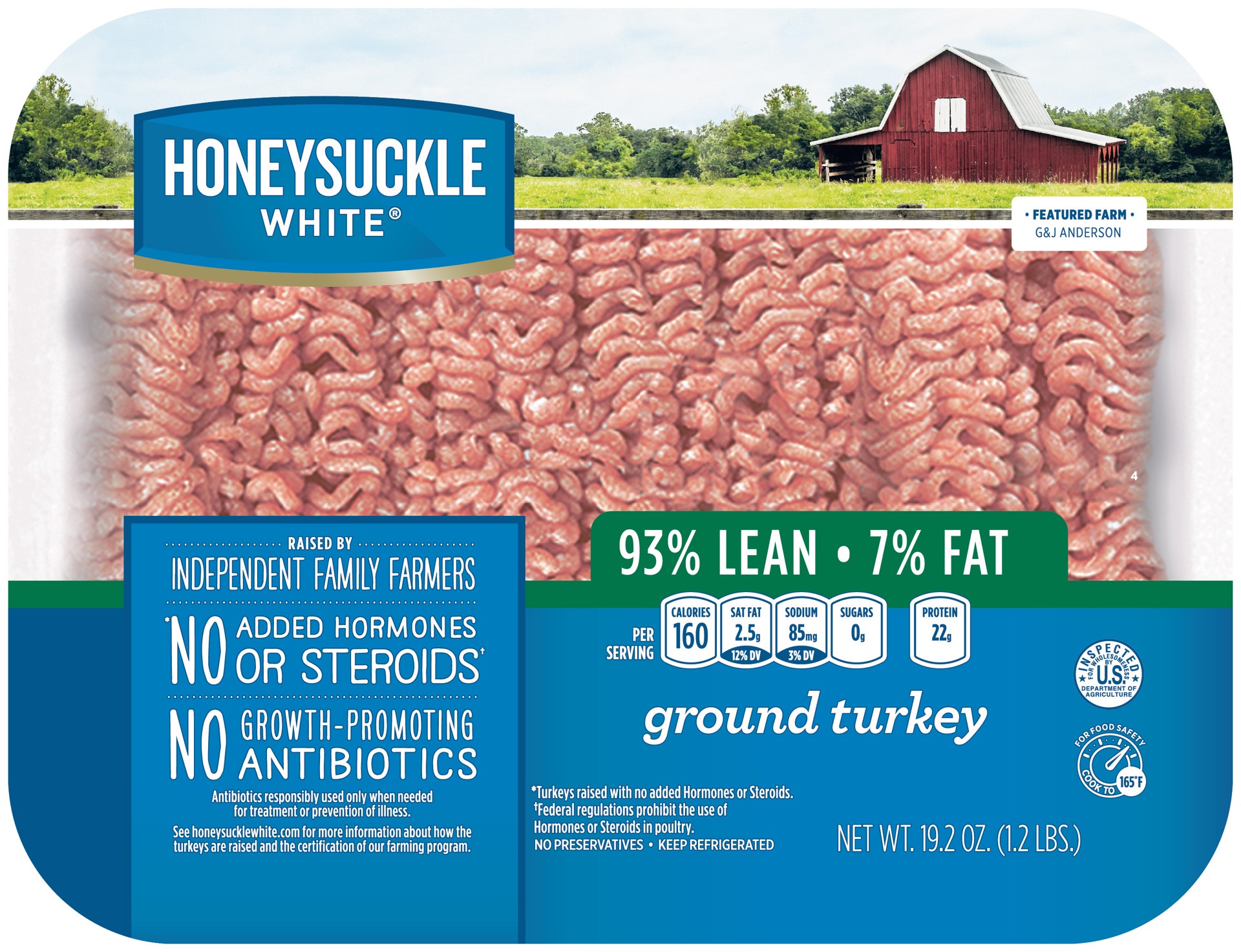 slide 1 of 6, Honeysuckle White 93% Lean/7% Fat Ground Turkey 19.2 oz, 19.2 oz