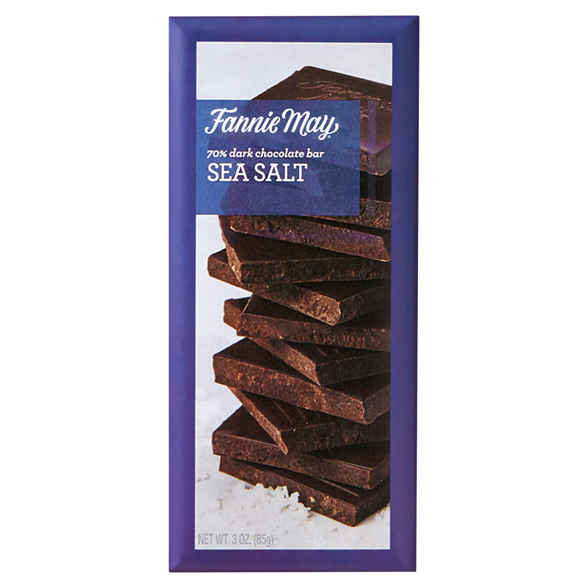 slide 1 of 1, Fannie May Sea Salt 70% Dark Chocolate Bar, 3 oz