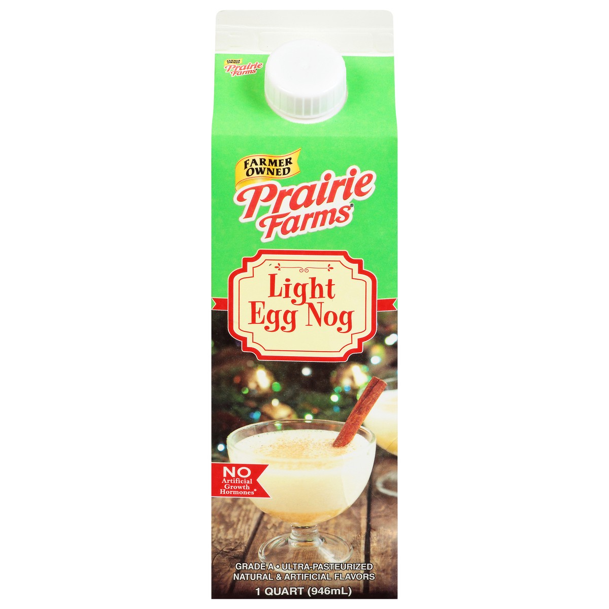 slide 1 of 12, Prairie Farms Light Egg Nog 1 qt Carton, 1 qt