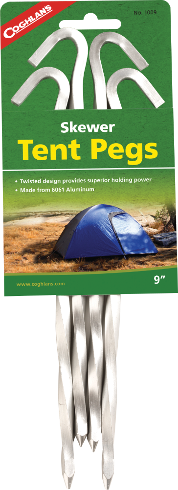 slide 1 of 1, Coghlan's Skewer Tent Pegs - 4 Pack, 9 in