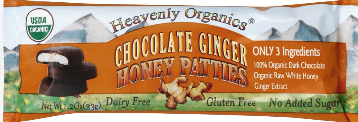 slide 5 of 5, Heavenly Organics Ginger Chocolate Honey Patties, 1.16 oz