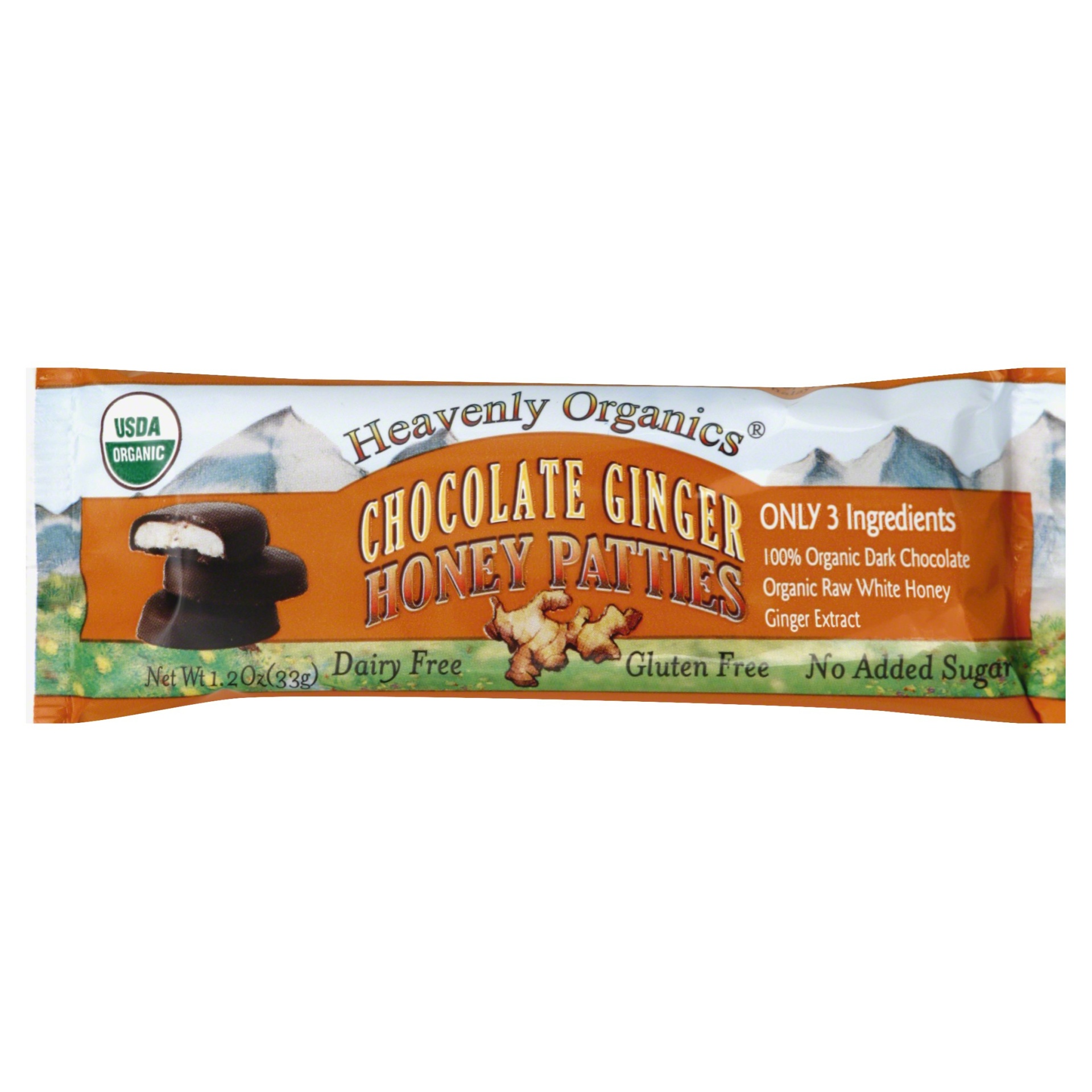 slide 1 of 5, Heavenly Organics Ginger Chocolate Honey Patties, 1.16 oz