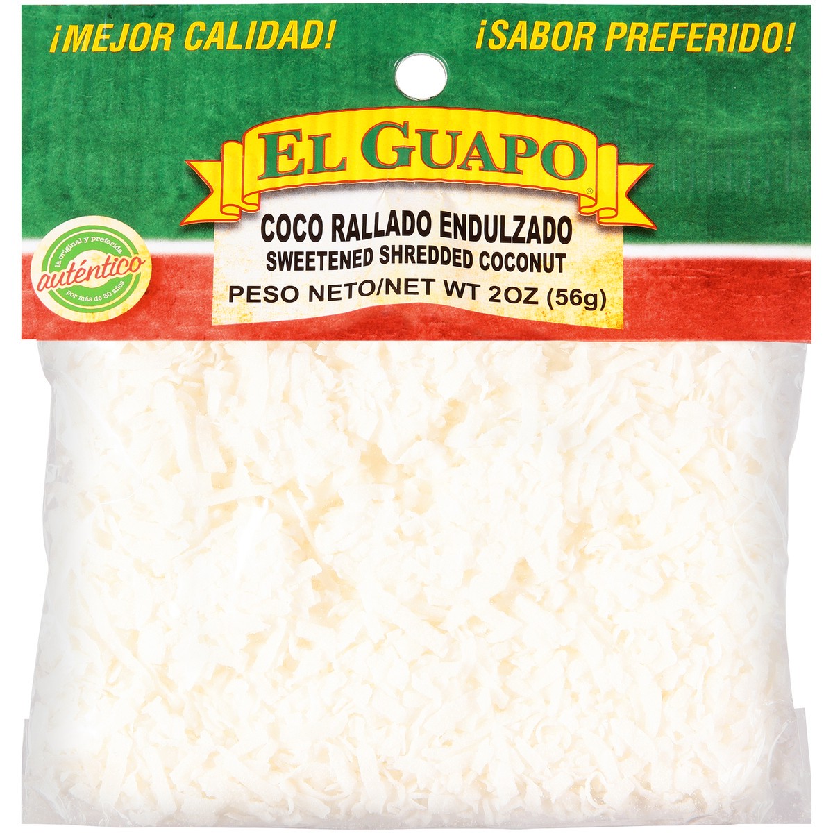 slide 1 of 5, El Guapo Sweetened Shredded Coconut (Coco Rallado Endulzado), 2 oz