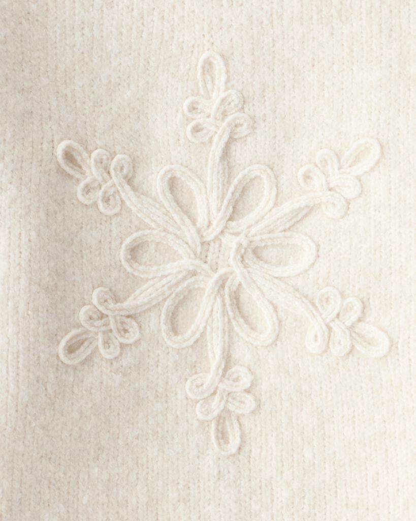 slide 2 of 3, Oshkosh Toddler Girl Snowflake Long-Sleeve Sweater - Cream Cream 5T, 1 ct