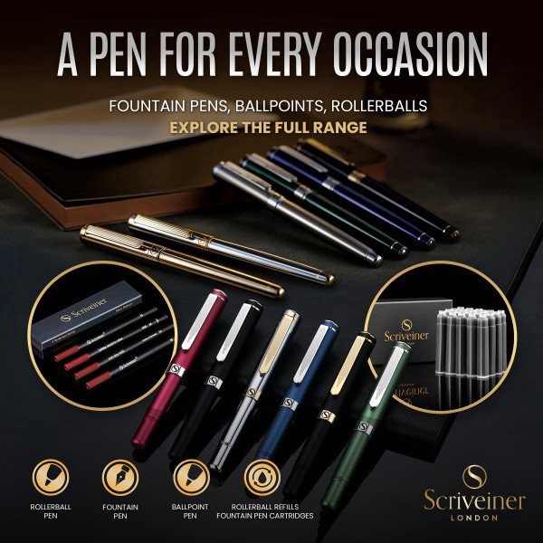 slide 5 of 10, Scriveiner Edc Luxury Fountain Pen, Medium Nib, 0.7 Mm, Copper Barrel, Black And Blue, 1 ct
