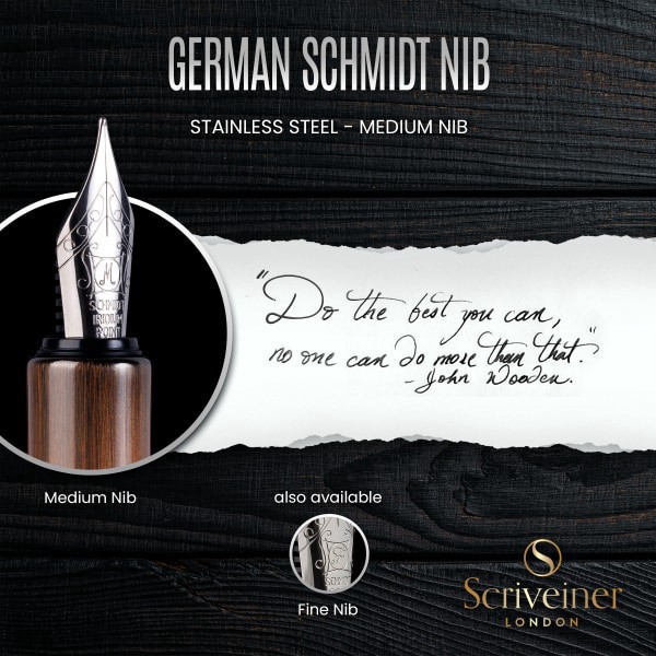 slide 8 of 10, Scriveiner Edc Luxury Fountain Pen, Medium Nib, 0.7 Mm, Copper Barrel, Black And Blue, 1 ct