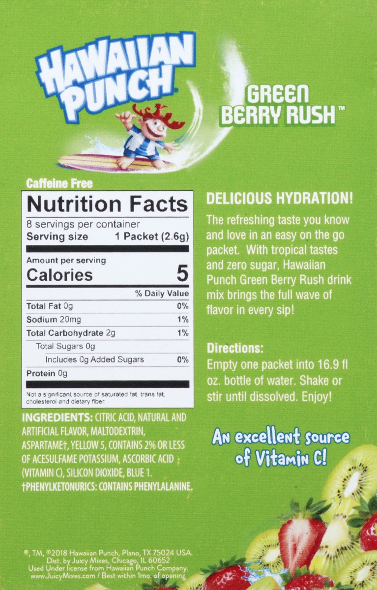 slide 6 of 13, Hawaiian Punch On The Go Green Berry Rush Drink Mix - 8 ct, 8 ct