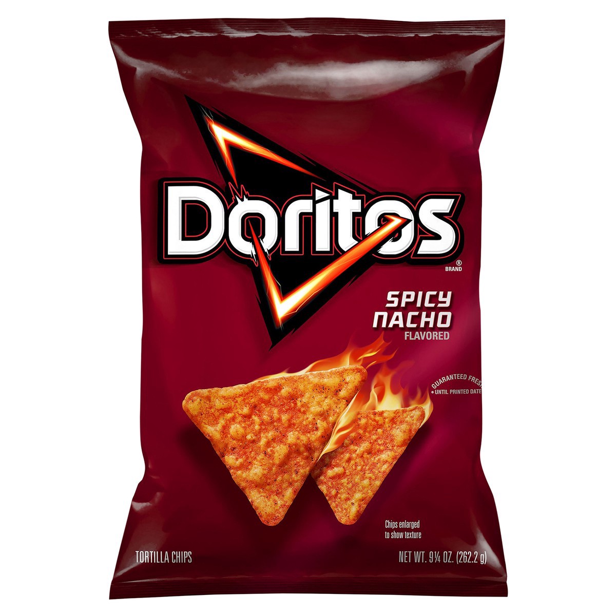 slide 8 of 8, Doritos Tortilla Chips, Spicy Nacho Flavored, 9.25 oz