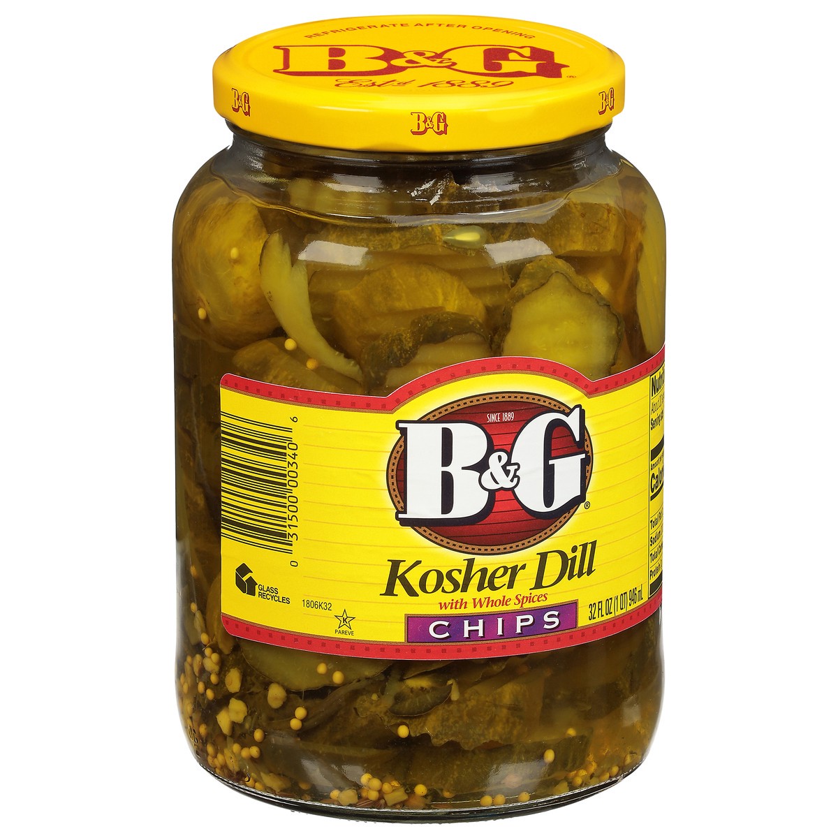 slide 4 of 10, B&G Chips Kosher Dill Pickles with Whole Spices 32 fl oz, 32 fl oz