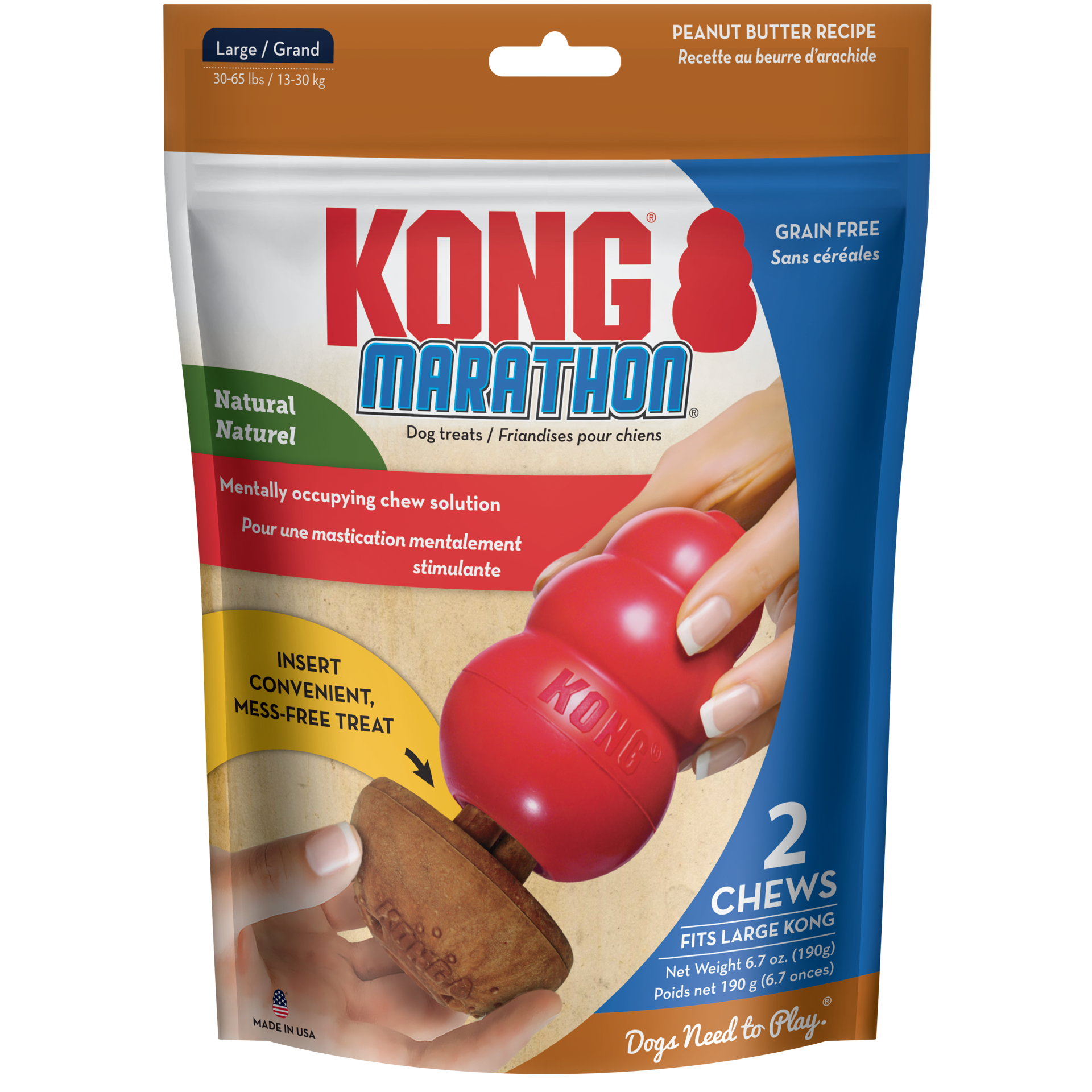 slide 2 of 4, KONG Marathon 2-pk Peanut Butter Lg, 1 ct
