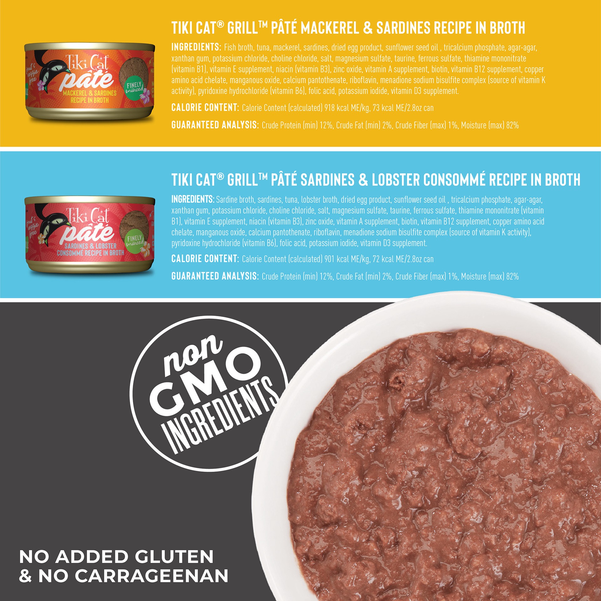 slide 4 of 8, Tiki Cat Grill Pate Wet Cat Food, Variety Pack, 2.8 oz. Can (12 Count), 33.6 oz