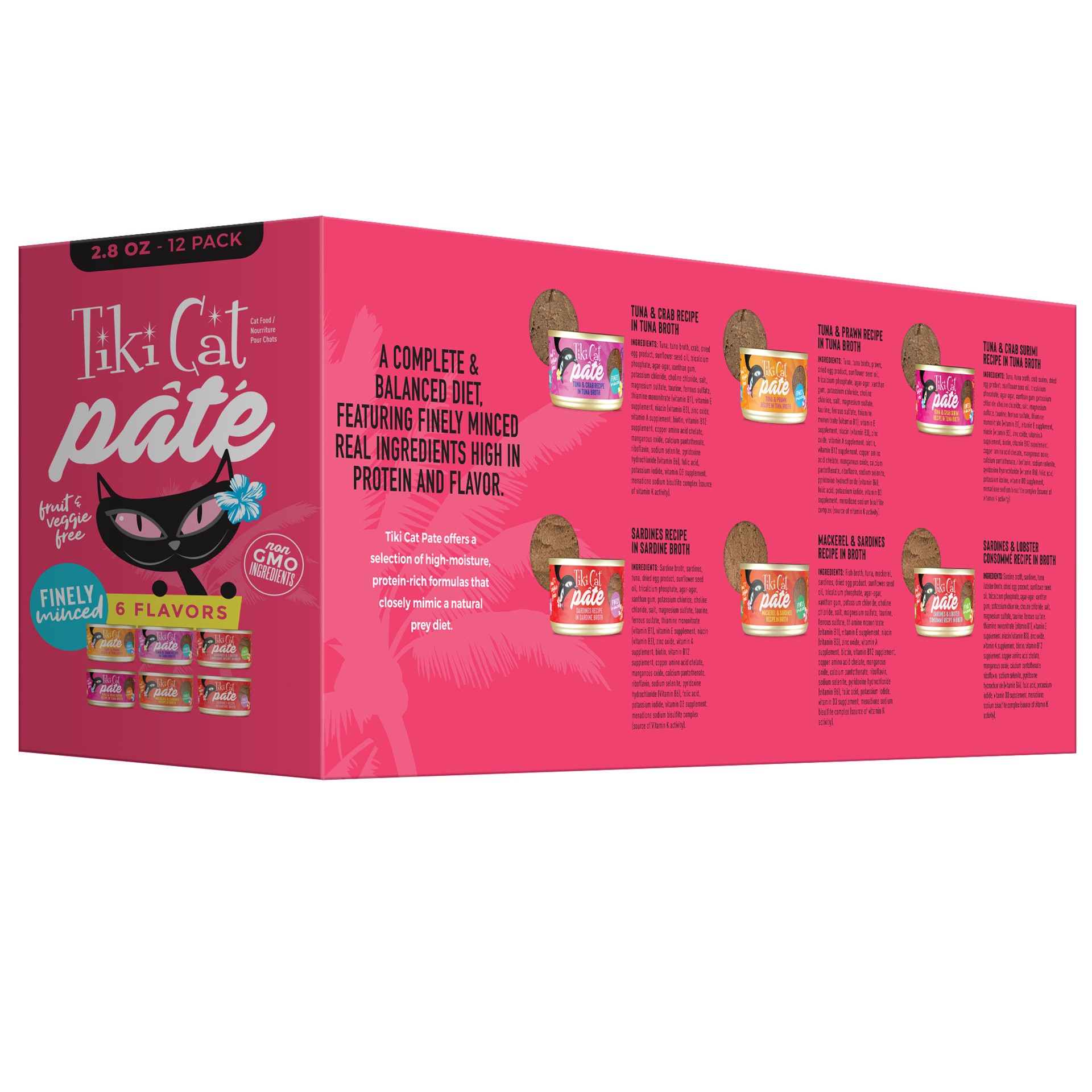 slide 7 of 8, Tiki Cat Grill Pate Wet Cat Food, Variety Pack, 2.8 oz. Can (12 Count), 33.6 oz