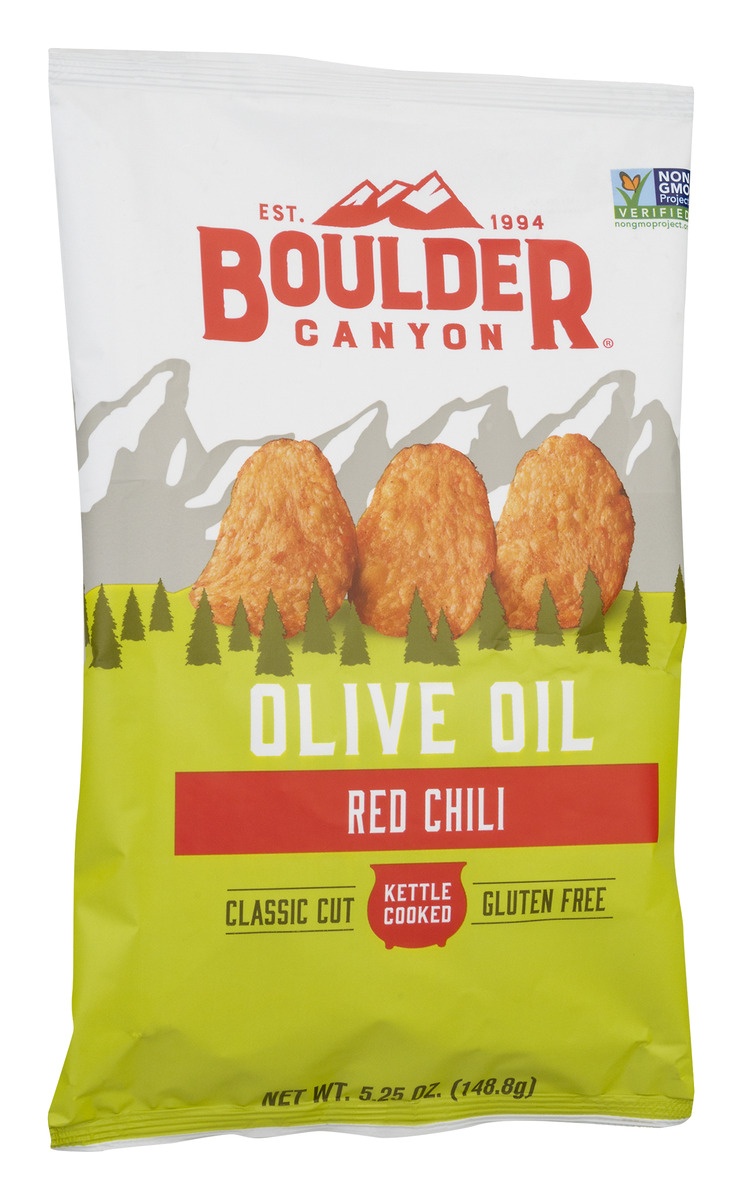 slide 2 of 11, Boulder Canyon Red Chili Olive Oil Kettle Cooked Potato Chips, 5.25 oz