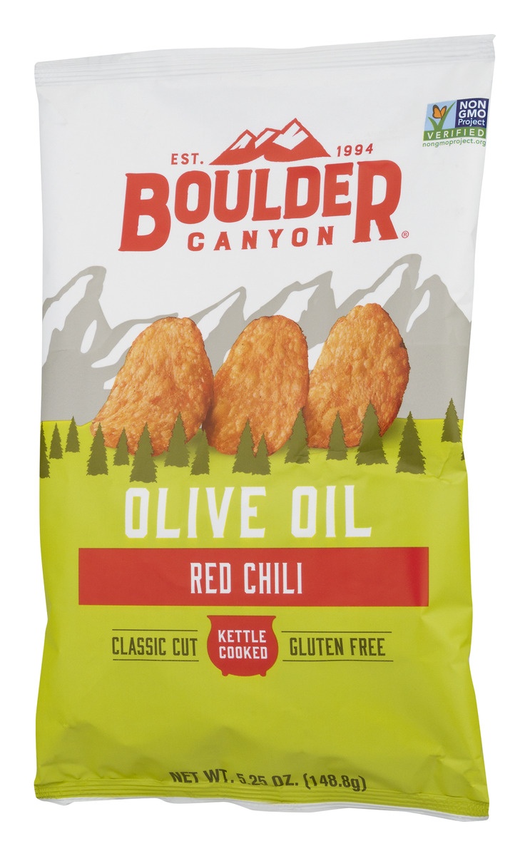 slide 4 of 11, Boulder Canyon Red Chili Olive Oil Kettle Cooked Potato Chips, 5.25 oz