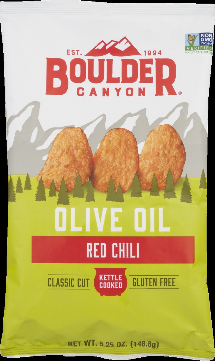slide 10 of 11, Boulder Canyon Red Chili Olive Oil Kettle Cooked Potato Chips, 5.25 oz