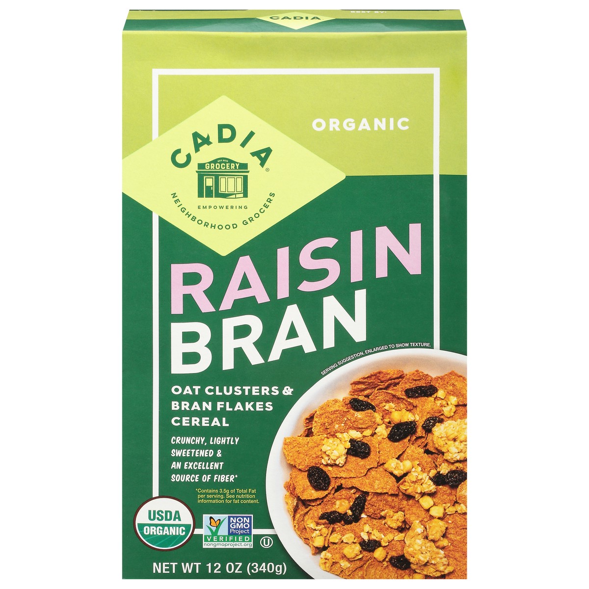 slide 1 of 12, Cadia Cereal, Organic, Raisin Bran 12 Oz, 12 oz