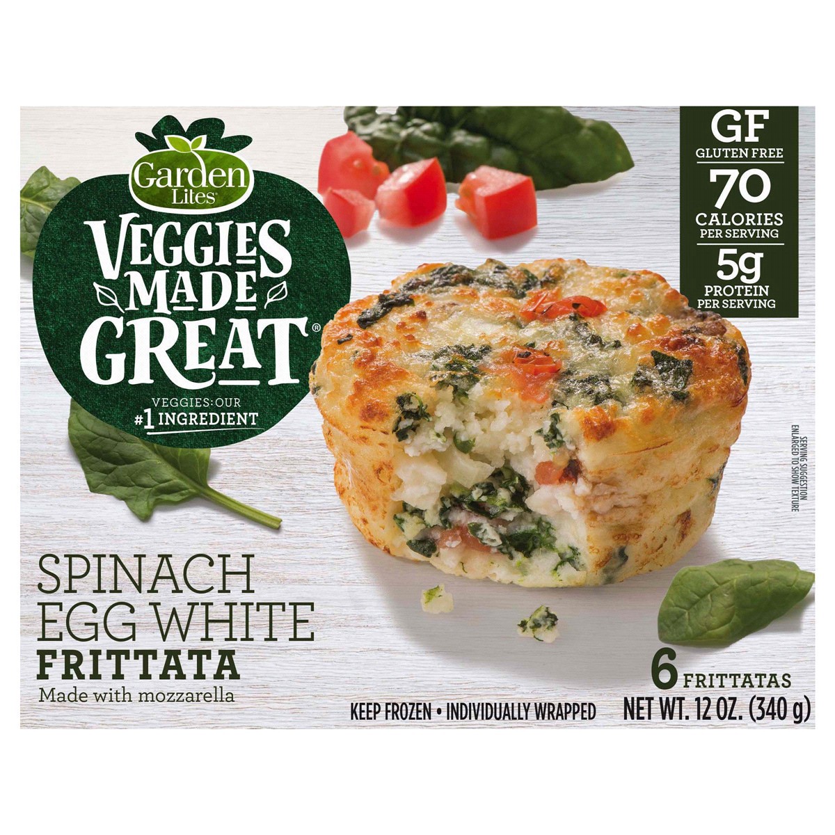 slide 1 of 9, Garden Lites Spinach & Egg White Frittata, 6 ct; 12 oz