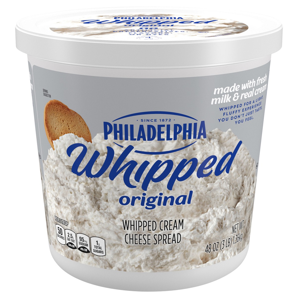 slide 1 of 3, Philadelphia Original Whipped Cream Cheese Spread, 48 oz Tub, 48 oz