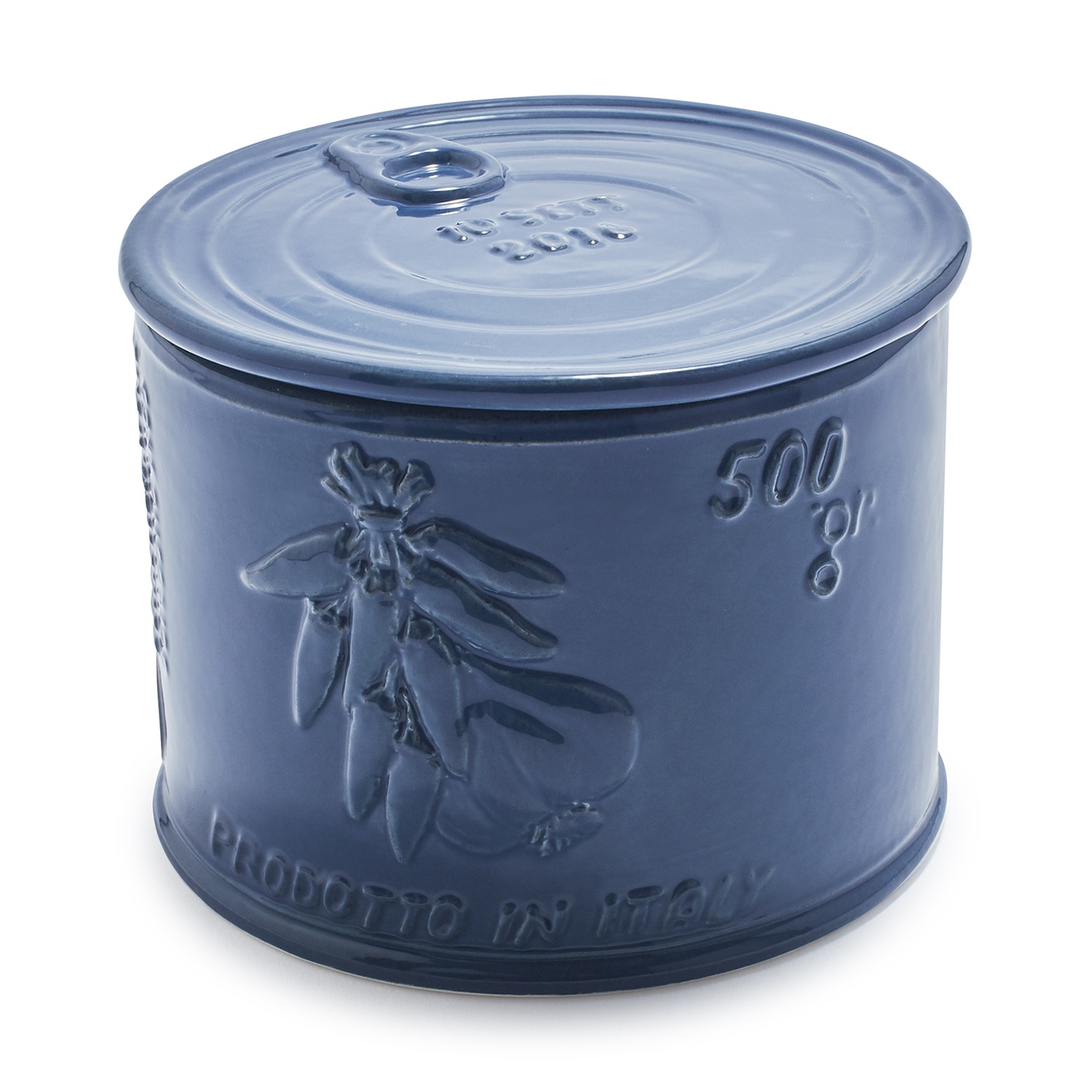 slide 1 of 1, Sur La Table Italian Embossed Salt Box, Navy, 1 ct