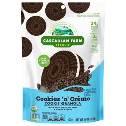 Cascadian Farm Organic Cookies 'n' Crème Cookie Granola, Whole Grain and Fiber, 11 oz