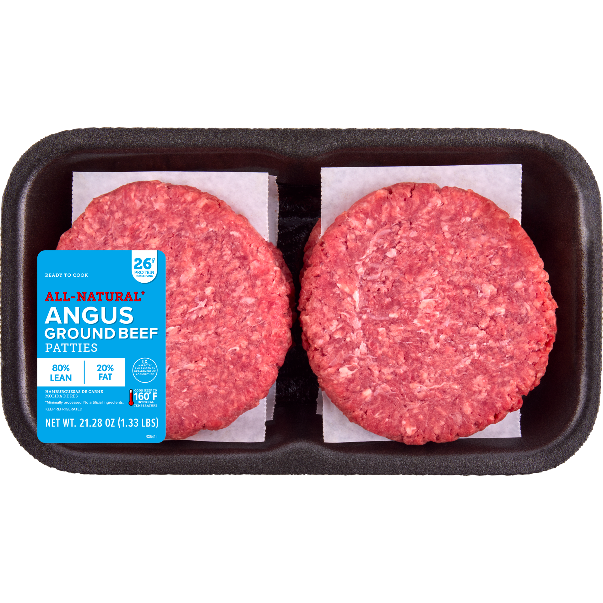 slide 1 of 1, Angus 80% Patty 1.33# Net, 60.33 g