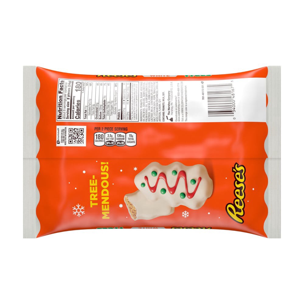slide 5 of 6, Reese's White Creme Snack Size Peanut Butter Trees, Christmas Candy Bag, 9.6 oz, 9.6 oz