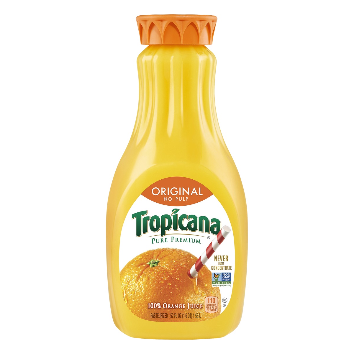 slide 1 of 6, Tropicana Pure Premium 100% Juice Orange Original No Pulp 52 Fl Oz Bottle, 52 fl oz