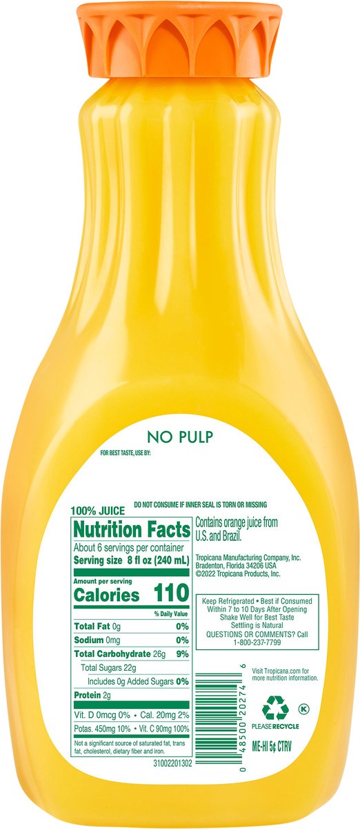 slide 4 of 8, Tropicana 100% Orange Juice, 128 oz