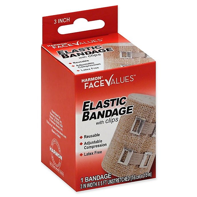 slide 1 of 1, Harmon Face Values Elastic Bandage with Clips, 3 in