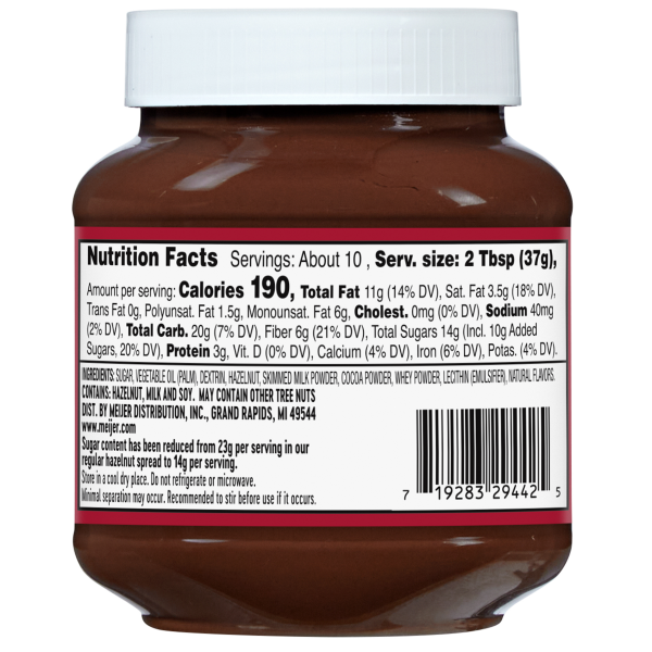 slide 2 of 5, Meijer Reduced Sugar Hazelnut Spread, 13 oz, 13 oz