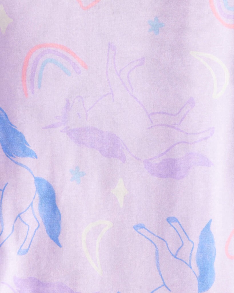 slide 2 of 3, Carter's Carters Toddler Girl Unicorn Print 100% Cotton Long-Sleeve 4-Piece Pajamas - Purple Purple 2T, 4 pc