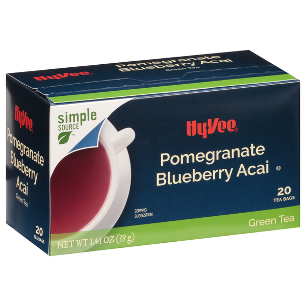 slide 1 of 1, Hy-vee Acai Pomegranate Blueberry Green Tea Bags - 20 ct; 1.41 oz - 20 ct; 1.41 oz, 20 ct; 1.41 oz