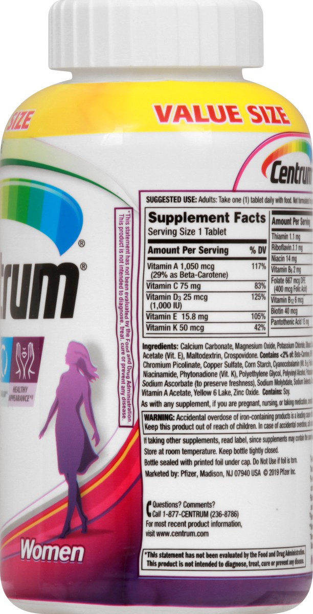 slide 6 of 9, Centrum Value Size Women Tablets Multivitamin/Multimineral 250 ea, 250 ct