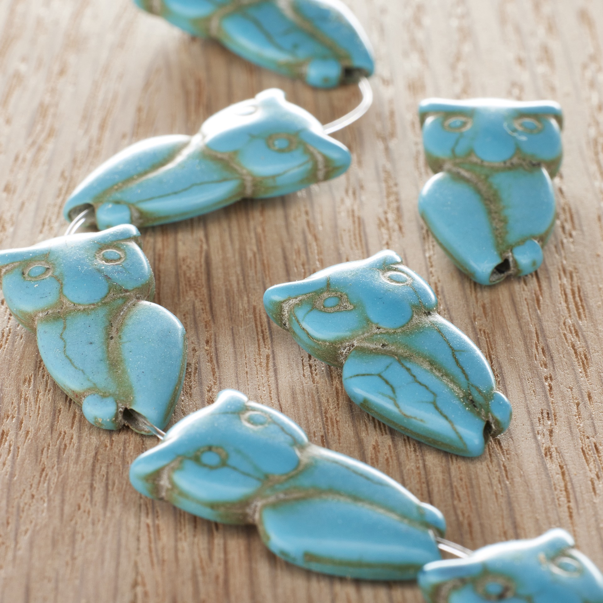 slide 2 of 3, Turquoise Howlite Owl Beads By Bead Landing, 24mm, 24 mm