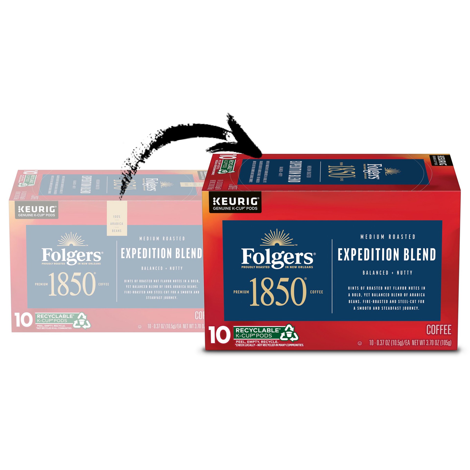 slide 2 of 7, Folgers 1850 Expedition Pioneer Blend, Medium Roast Coffee, Keurig K-Cup Pods- 10 ct, 10 ct