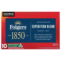 Folgers 1850 Expedition Pioneer Blend, Medium Roast Coffee, Keurig K-Cup Pods, 10 Count Box