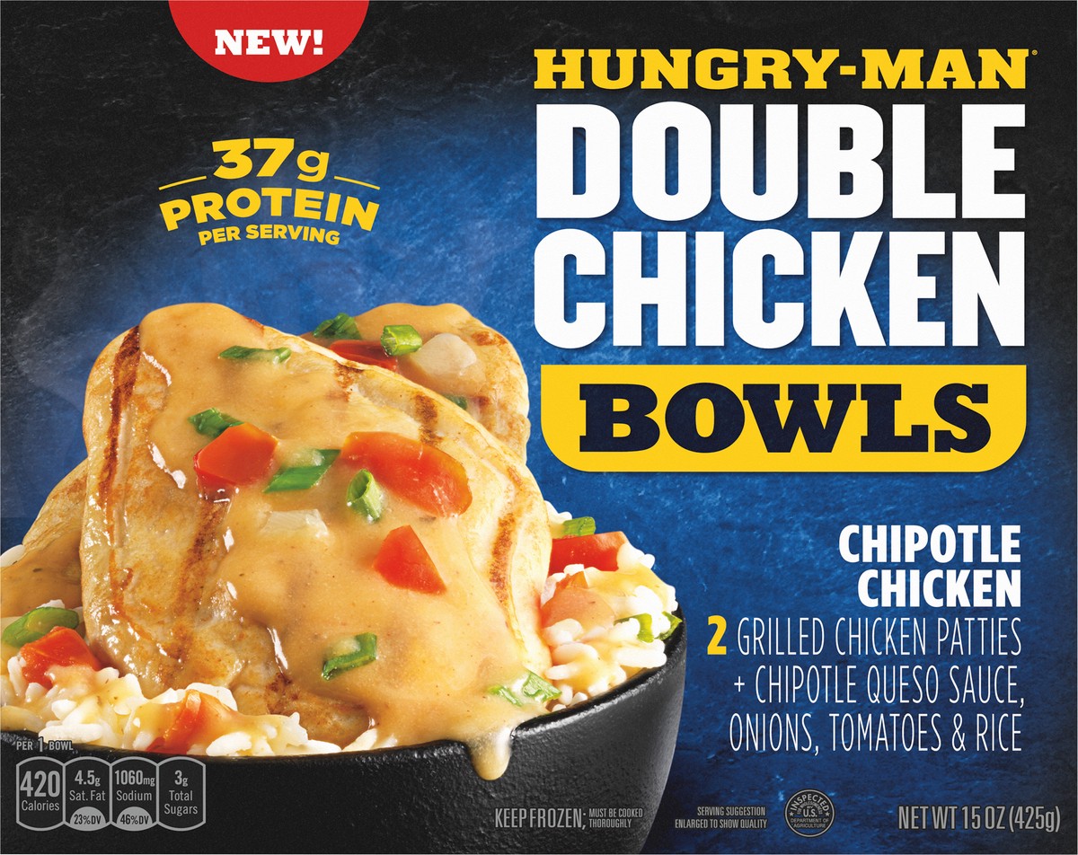 slide 3 of 12, Hungry-Man Chipotle Chicken Double Chicken Bowls 15 oz, 15 oz