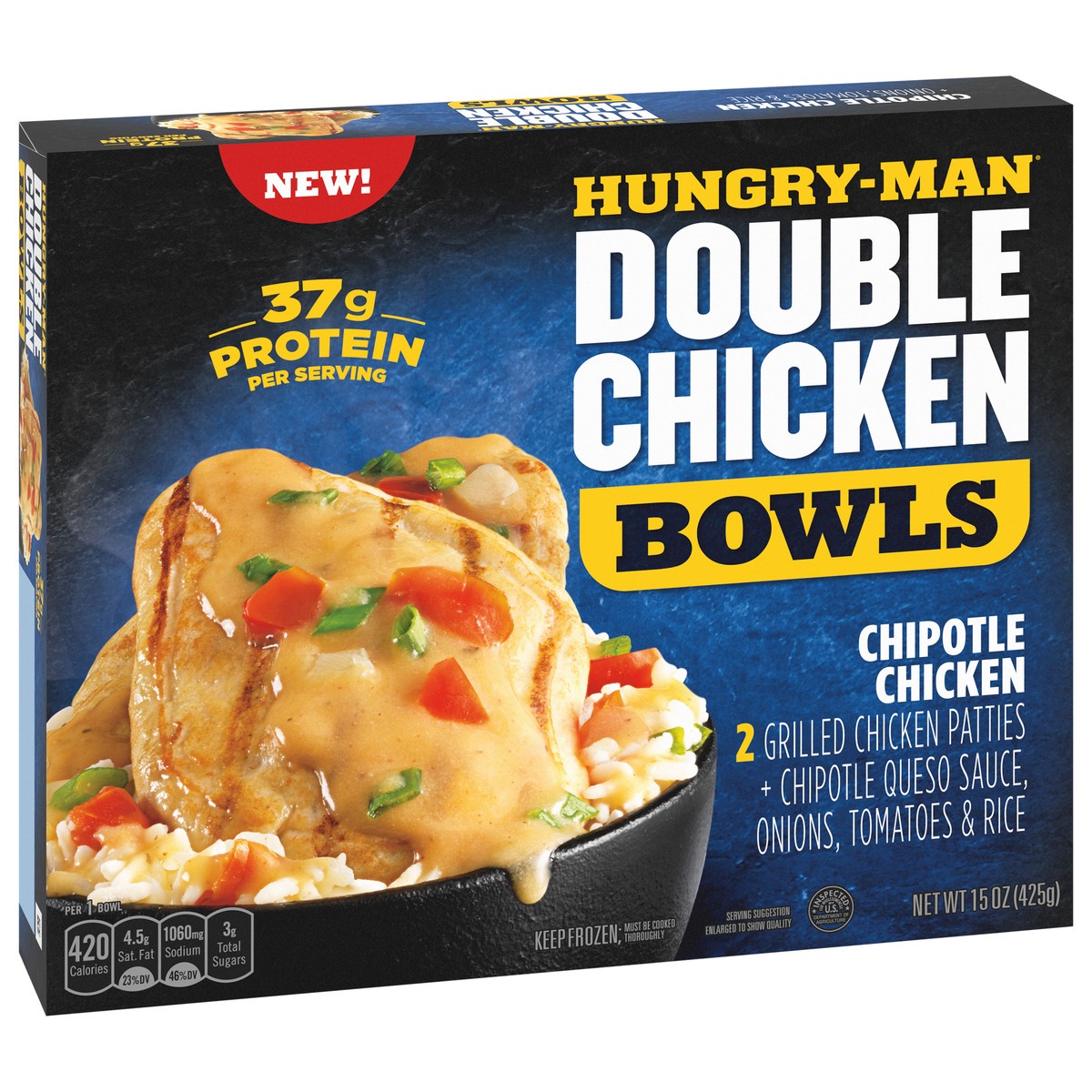 slide 5 of 12, Hungry-Man Chipotle Chicken Double Chicken Bowls 15 oz, 15 oz