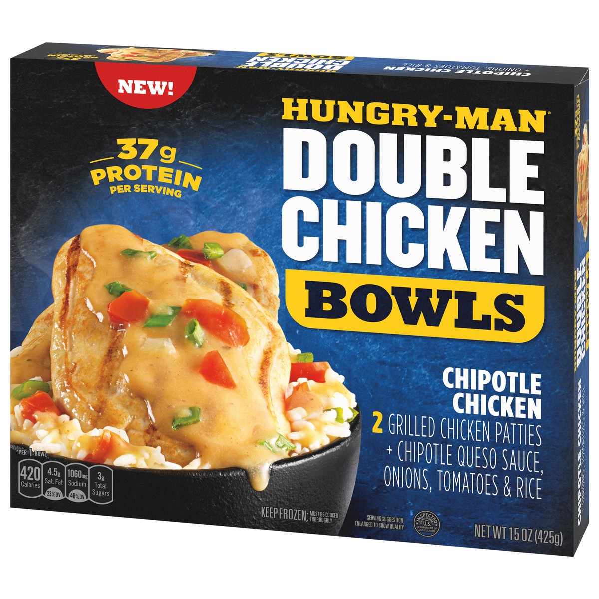 slide 6 of 12, Hungry-Man Chipotle Chicken Double Chicken Bowls 15 oz, 15 oz