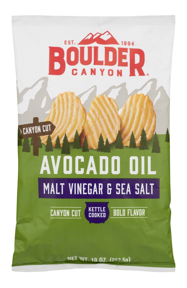 slide 1 of 11, Boulder Canyon Avocado Oil Malt Vinegar & Sea Salt Chips, 10 oz