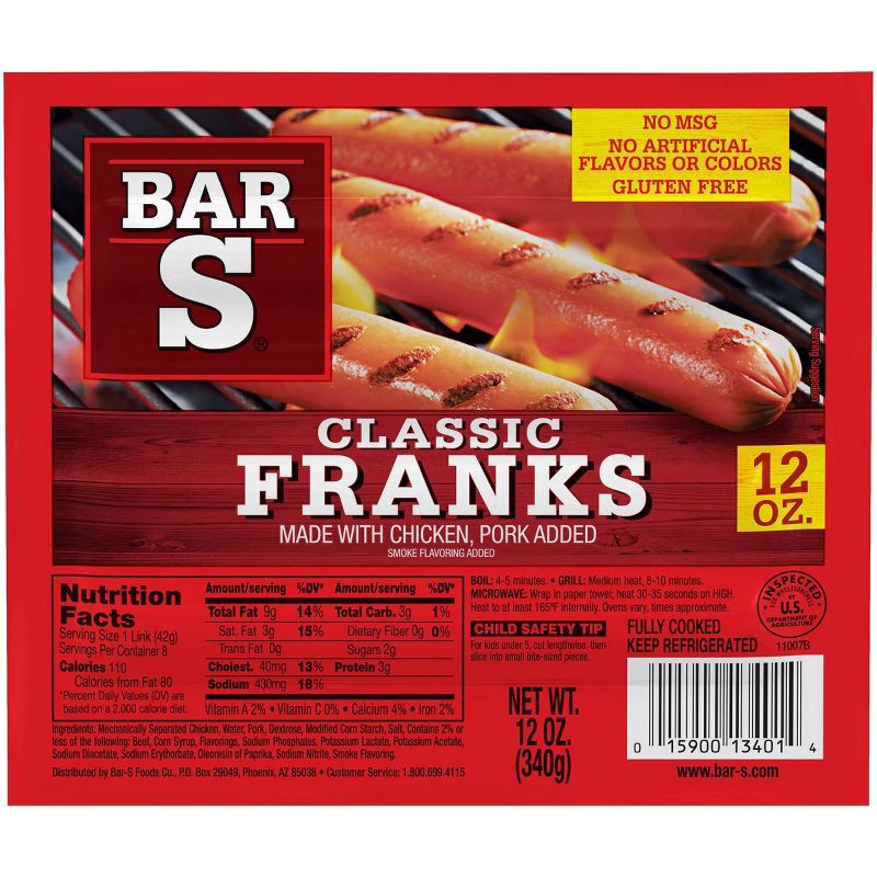 slide 1 of 8, Bar-S Bar S Franks, 12 oz, 12 oz