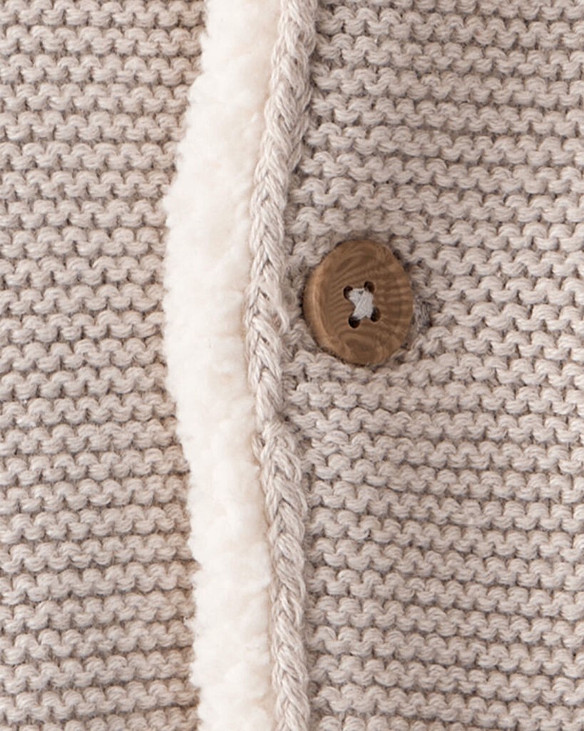 slide 2 of 3, Carter's Carters Baby Sherpa Lined Cotton Long-Sleeve Sweater - Brown Brown 3M, 1 ct
