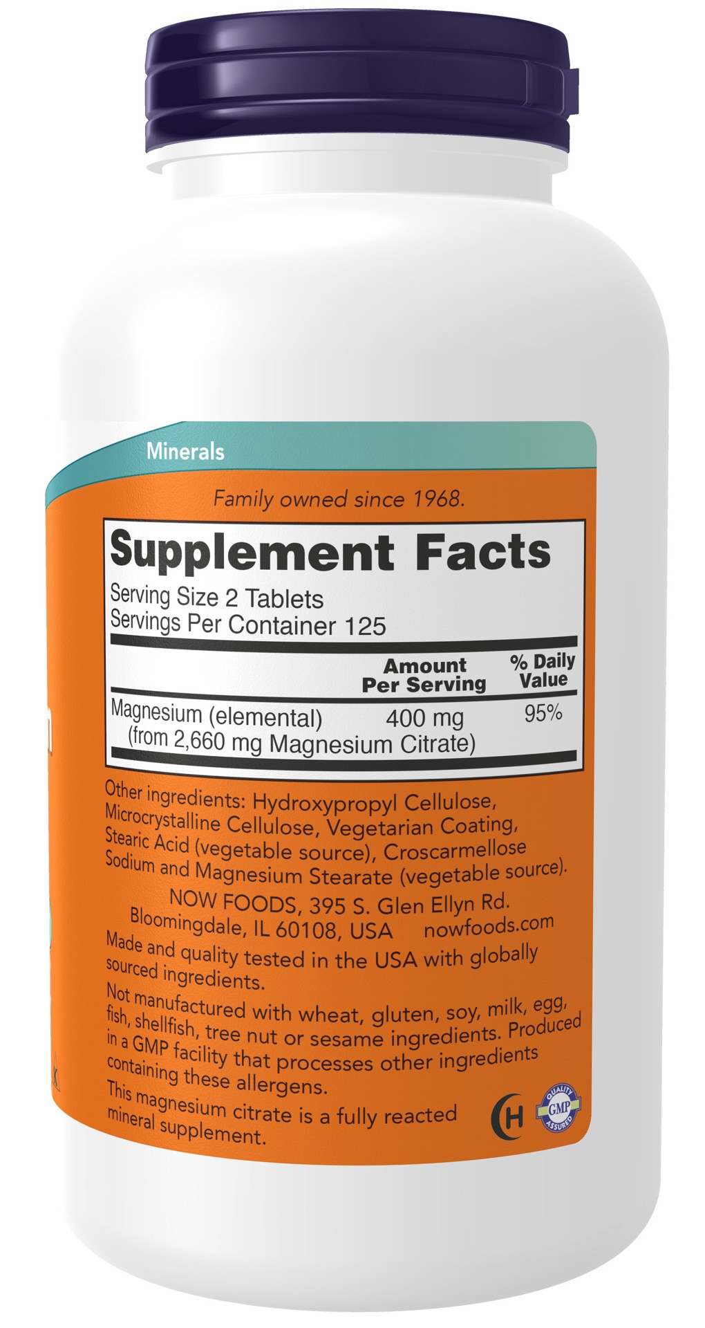 slide 3 of 4, NOW Magnesium Citrate 200 mg - 250 Tablets, 250 ct