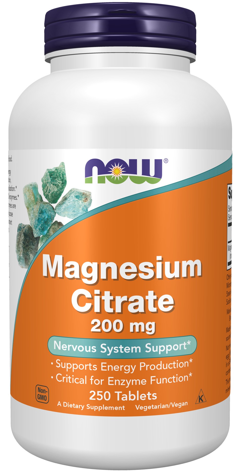 slide 1 of 4, NOW Magnesium Citrate 200 mg - 250 Tablets, 250 ct