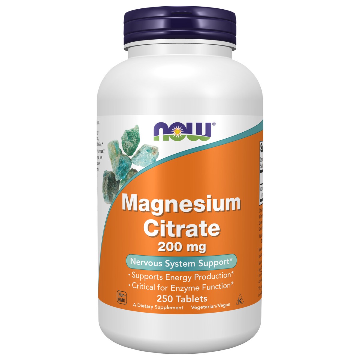 slide 1 of 4, NOW Magnesium Citrate 200 mg - 250 Tablets, 250 ct