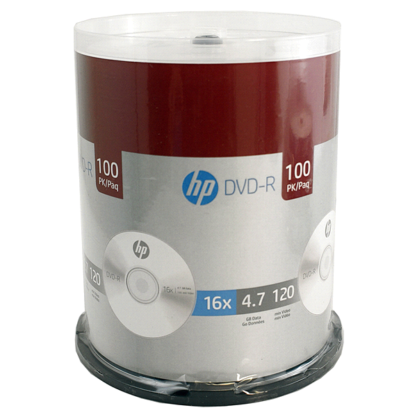 slide 1 of 1, HP DVD-RSpindle, 100 ct