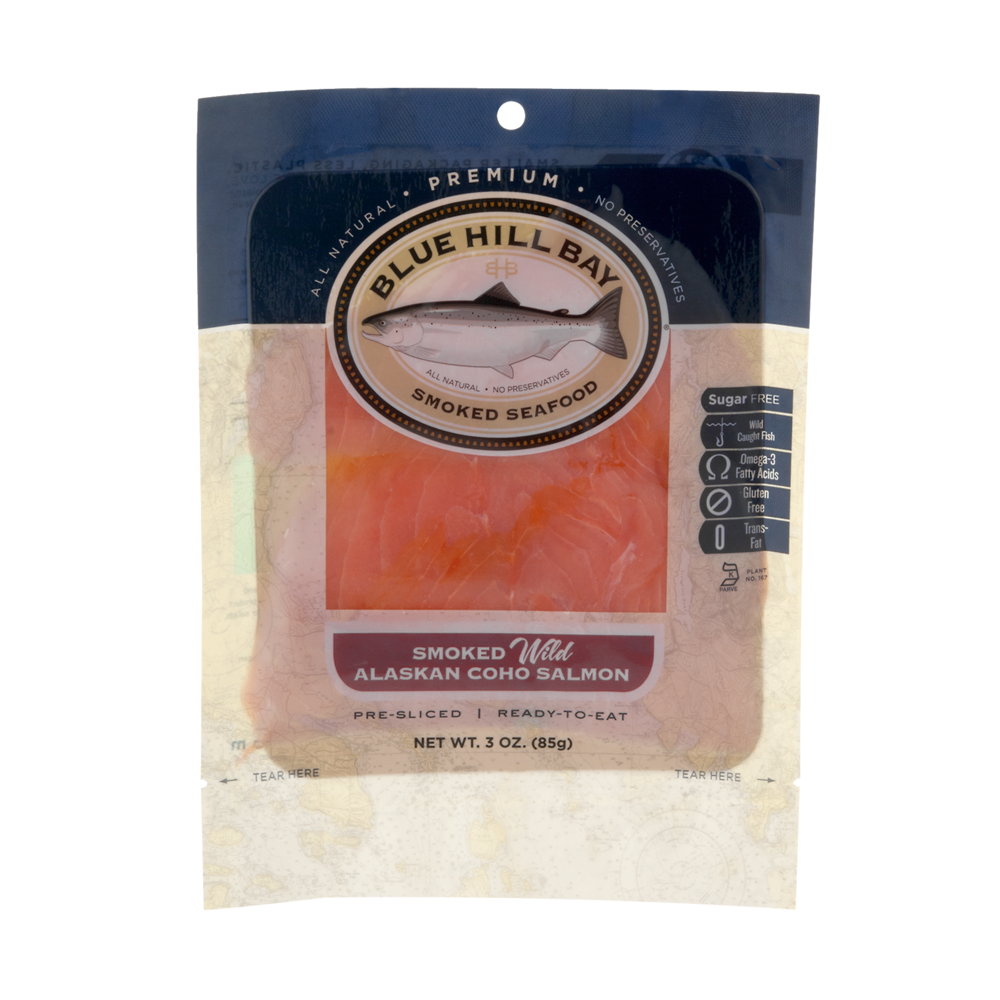 slide 1 of 1, Blue Hill Bay Smoked Wild Alaskan Coho Salmon, 18.4 fl oz