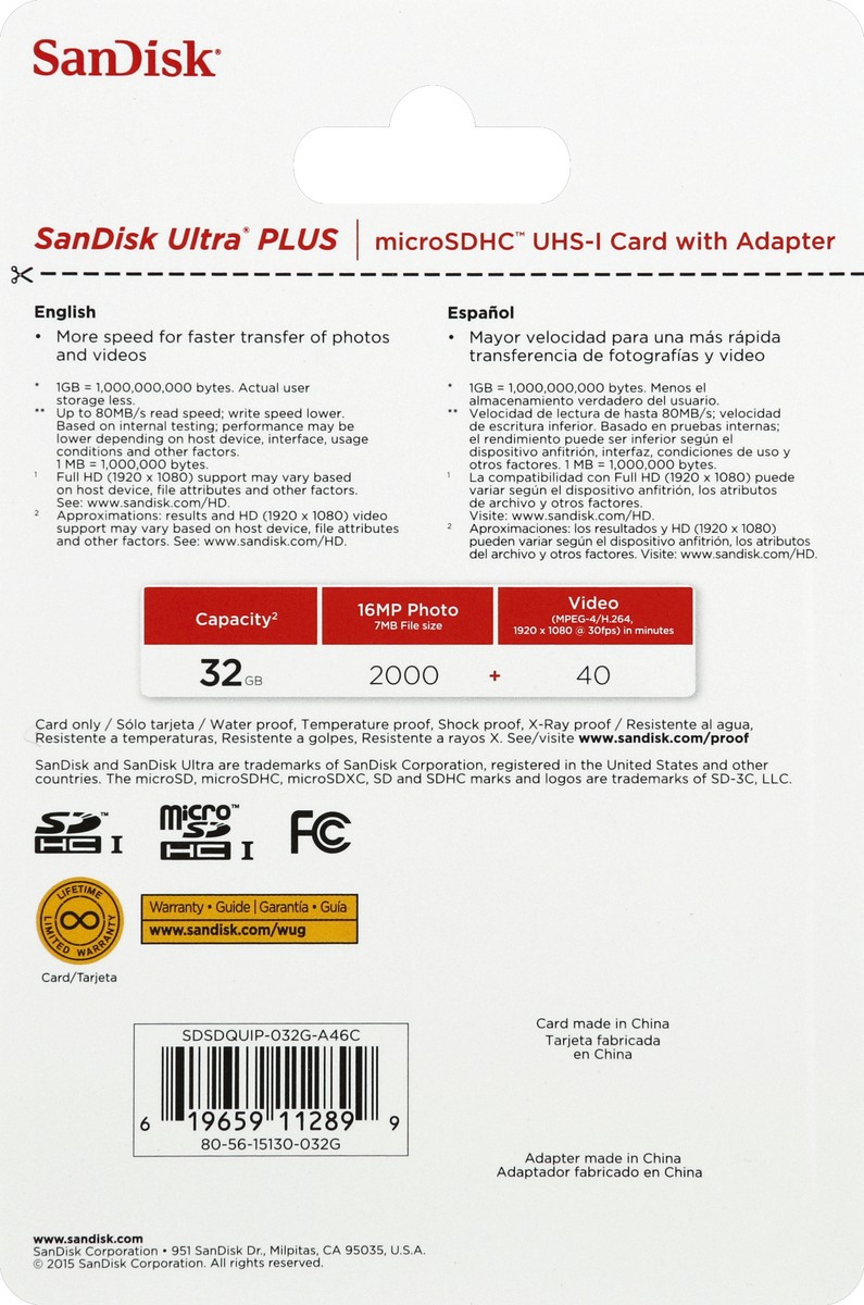 slide 6 of 6, SanDisk MicroSDHC Card 1 ea, 1 ct